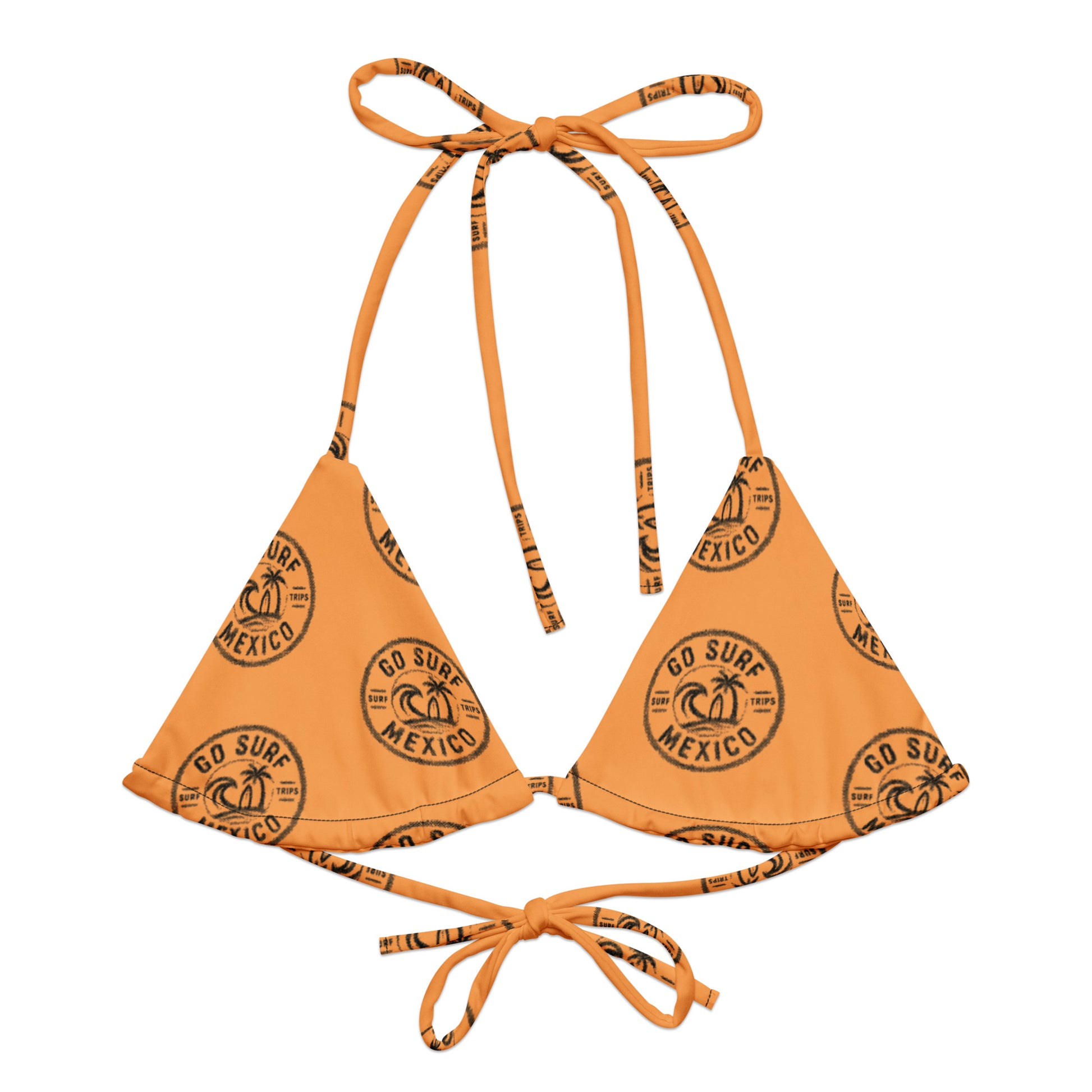 GoSurfMexico Pumpking recycled string bikini top white
