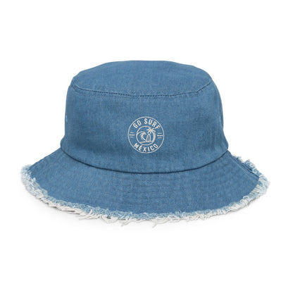 GoSurfMexico distressed denim surf bucket hat