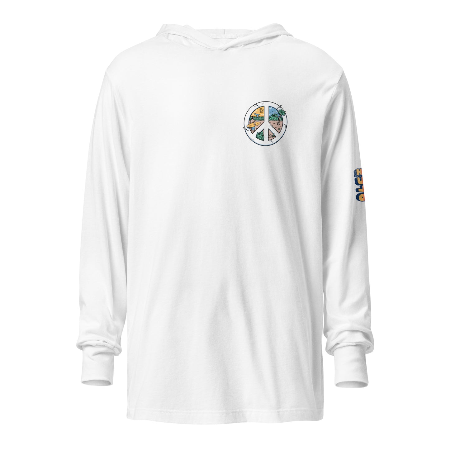 GoSurfMexico hooded long sleeve surf tee white